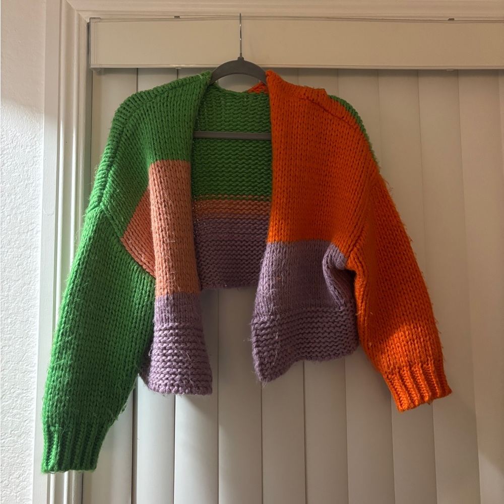 Cozy multi color sweater jacket cardigan